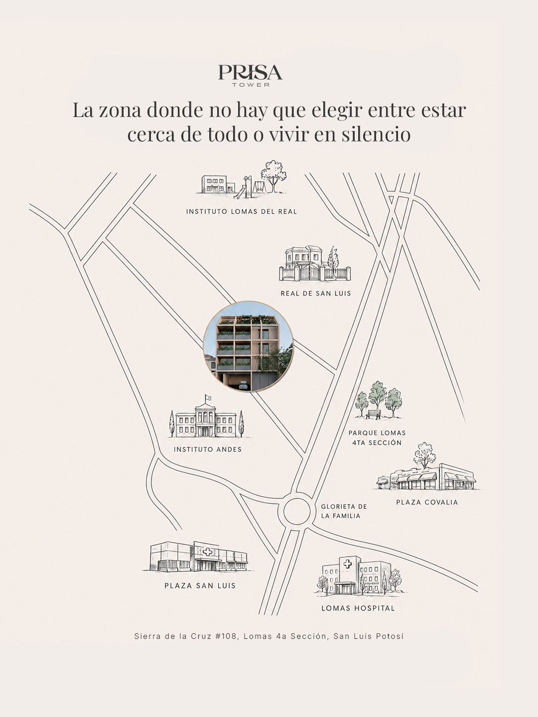 Ubicación de Prisa Tower en Lomas 4ª Sección, San Luis Potosí